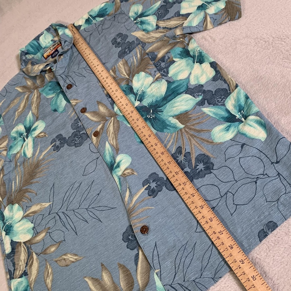 Men's Teal Floral Short-Sleeve Button-Down Shirt - Picture 6 of 9